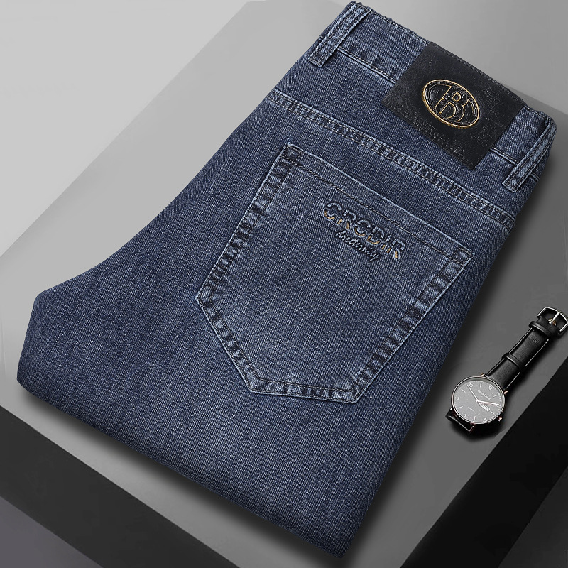 2025 autumn and winter new high-end jeans men's straight loose elastic business casual pants green middle-aged men's pants Specification drawing