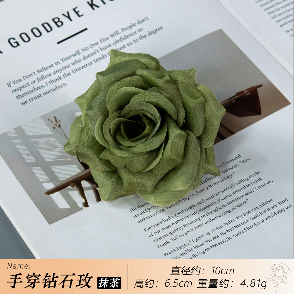 hand-worn diamond rose flower head wedding wedding background wall decoration wearing flower corsage garland accessories rose perianth wholesale full figure
