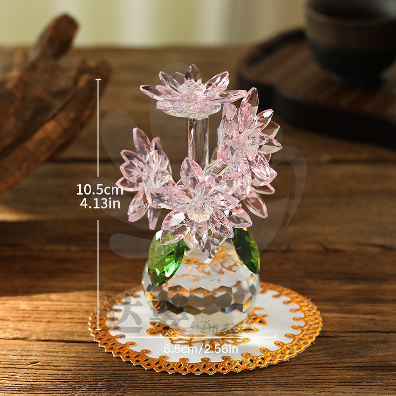 for cross-border crystal glass craftwork simulation 5 small lotus ornaments decorations for friends gift present full figure