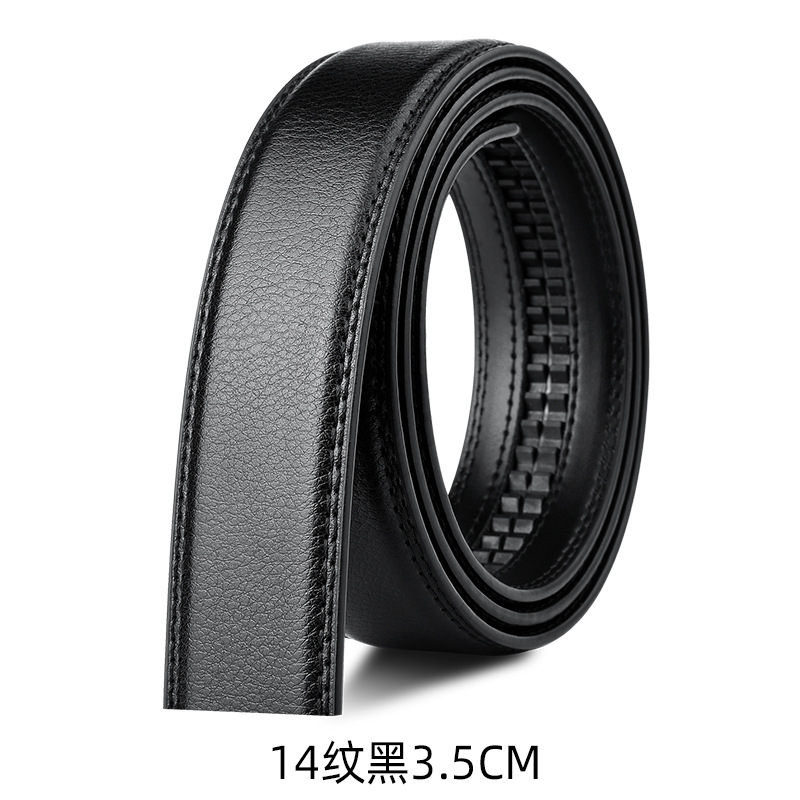 belt men's automatic buckle without taking the lead real business cowhide pants belt with body youth headless belt 3.5 Item Picture