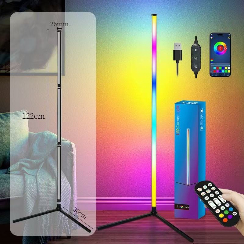 cross-border led floor lamp smart bluetooth app control bedroom corner lamp music rgb magical color floor ambience light Application Scenario