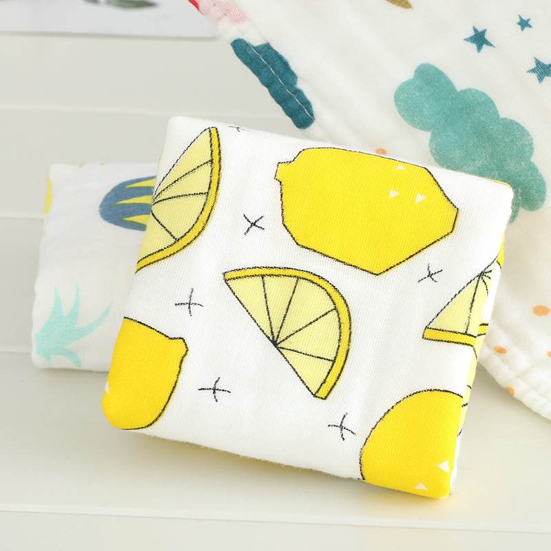 six-layer high-density cotton gauze square towel baby class a printing face cloth kids' towel saliva towel cotton wholesale Application Scenario
