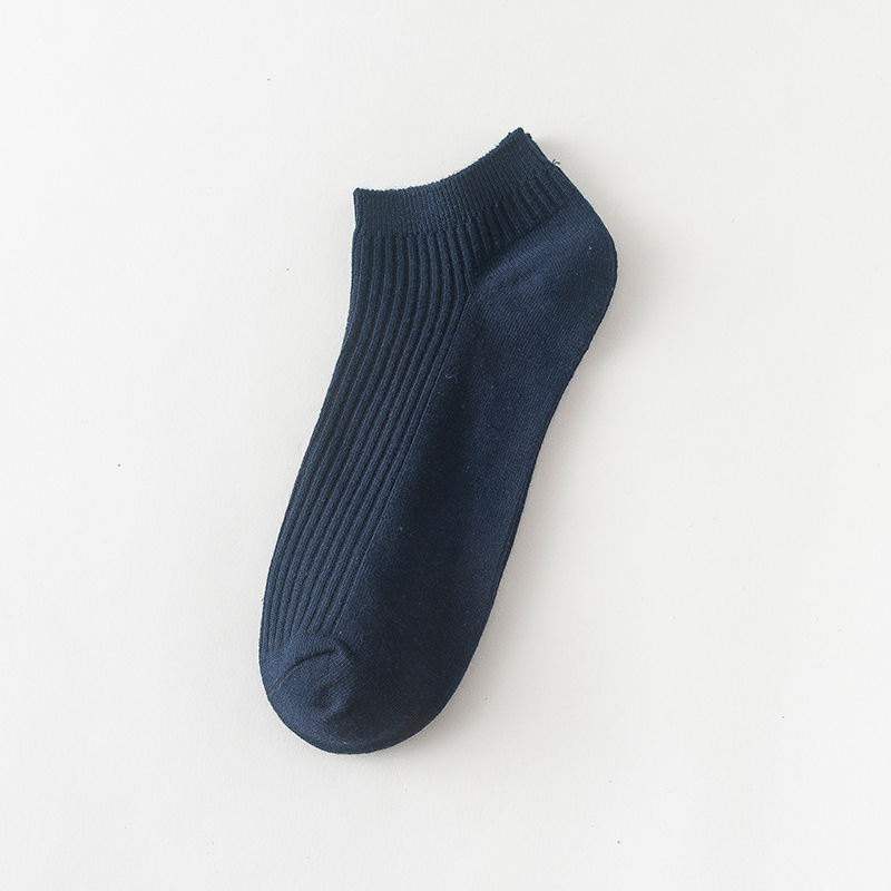men's boat socks free shipping breathable double needle socks men's simple solid color socks strip sweat-absorbing cotton socks simple socks Specification drawing