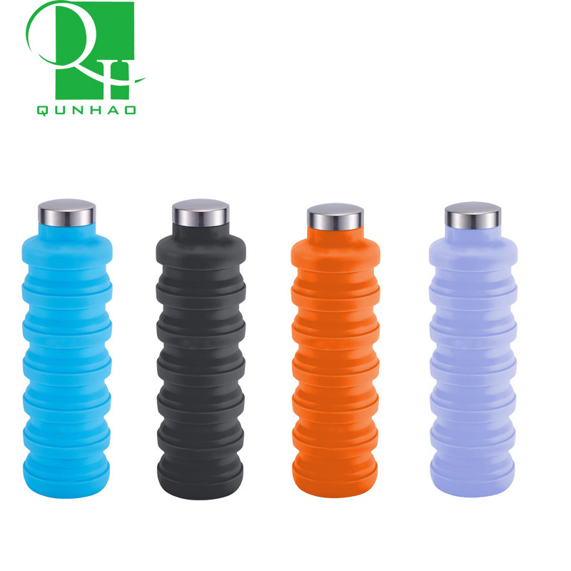 wholesale portable edible silicon folding cup 500ml creative sports kettle outdoor retractable decompression water cup Specification drawing