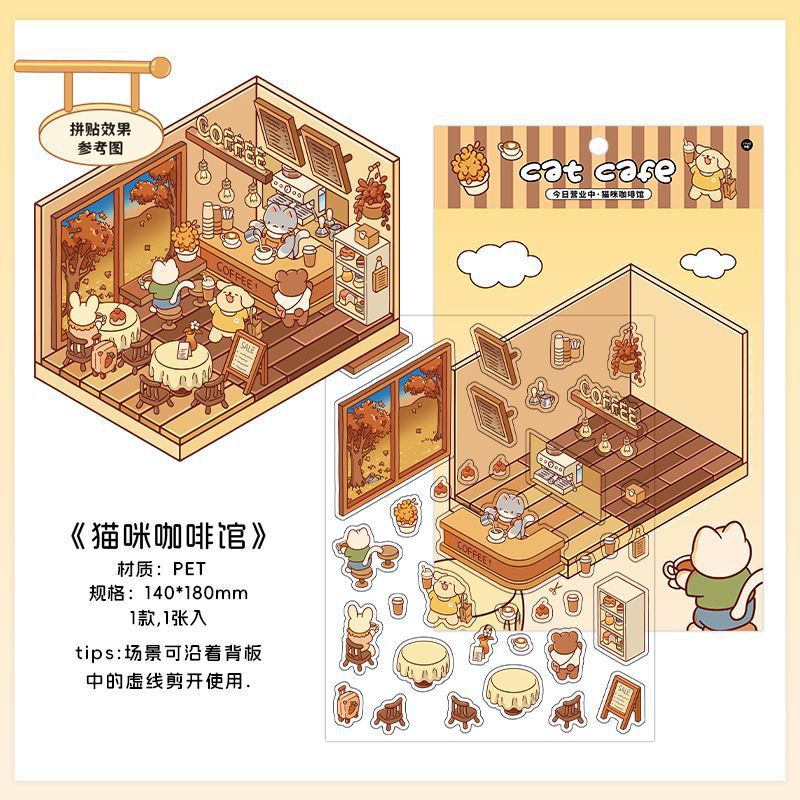 infeel.me today in operation sixth bullet landscape stickers miniature decorative sticker yiwu ink culture supplies Application Scenario