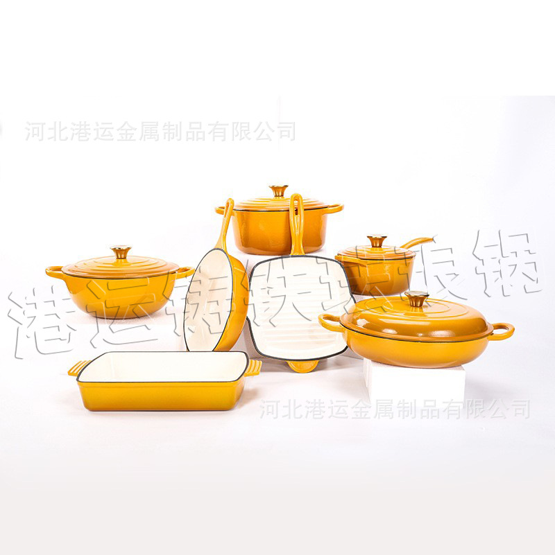 enamel pot soup pot 24cm cast iron pot stew pot household soup stew thermal casserole induction cooker hot pot enamel suit pot Item Picture