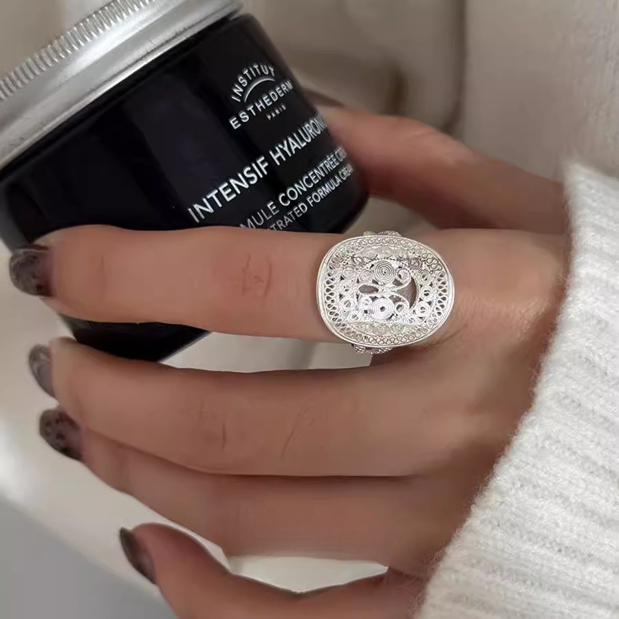 xiaohongshu new s925 sterling silver ring female summer ins style high-grade sense special interest light luxury non-fading silver accessories Specification drawing