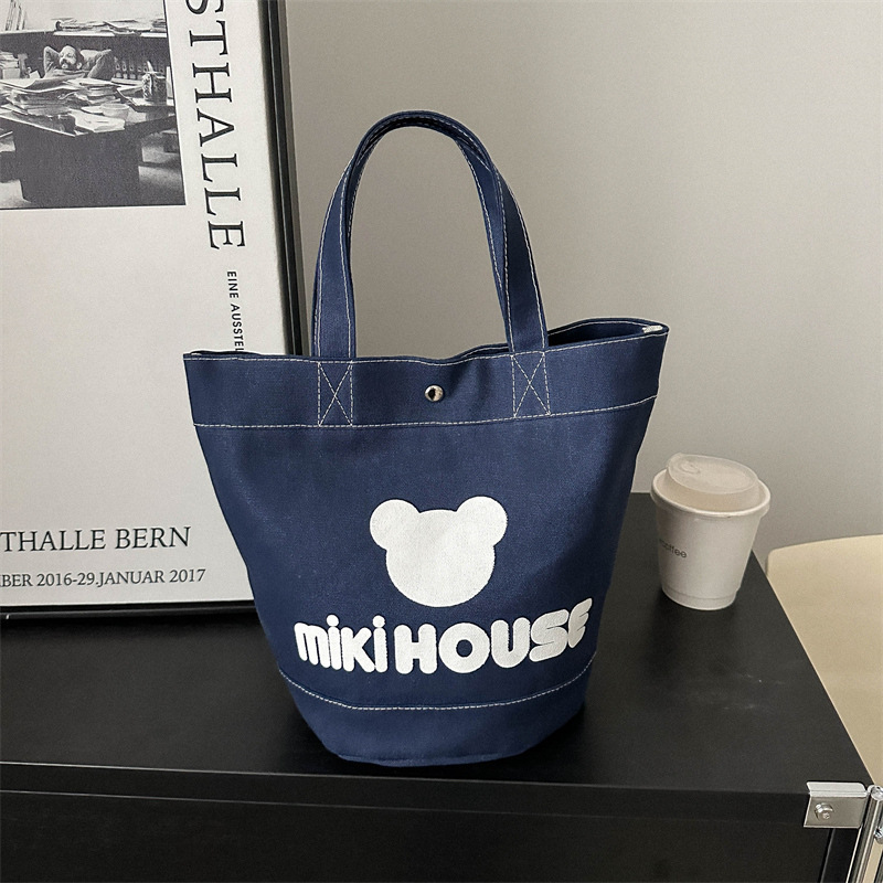 miki portable canvas bag cartoon bear embroidery color matching mummy bag wedding shop hand gift baby bag handbag Application Scenario