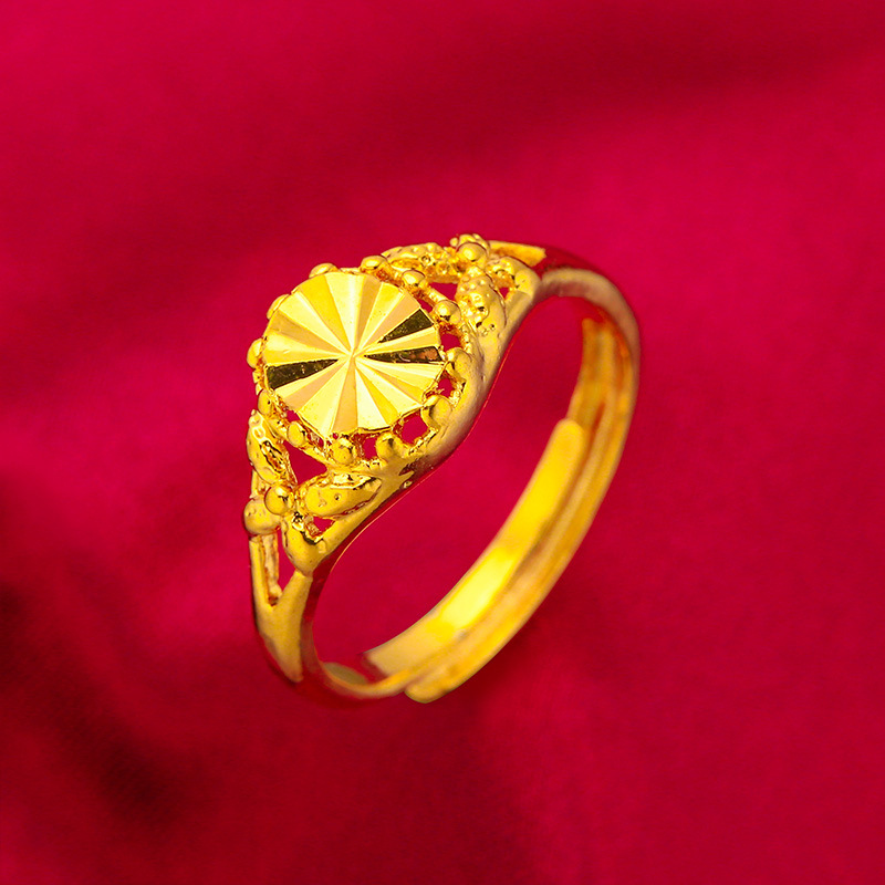 vietnam placer gold ring women's electroplated 24k simulation gold jewelry wedding supplies supplies for night market ring wholesale Specification drawing