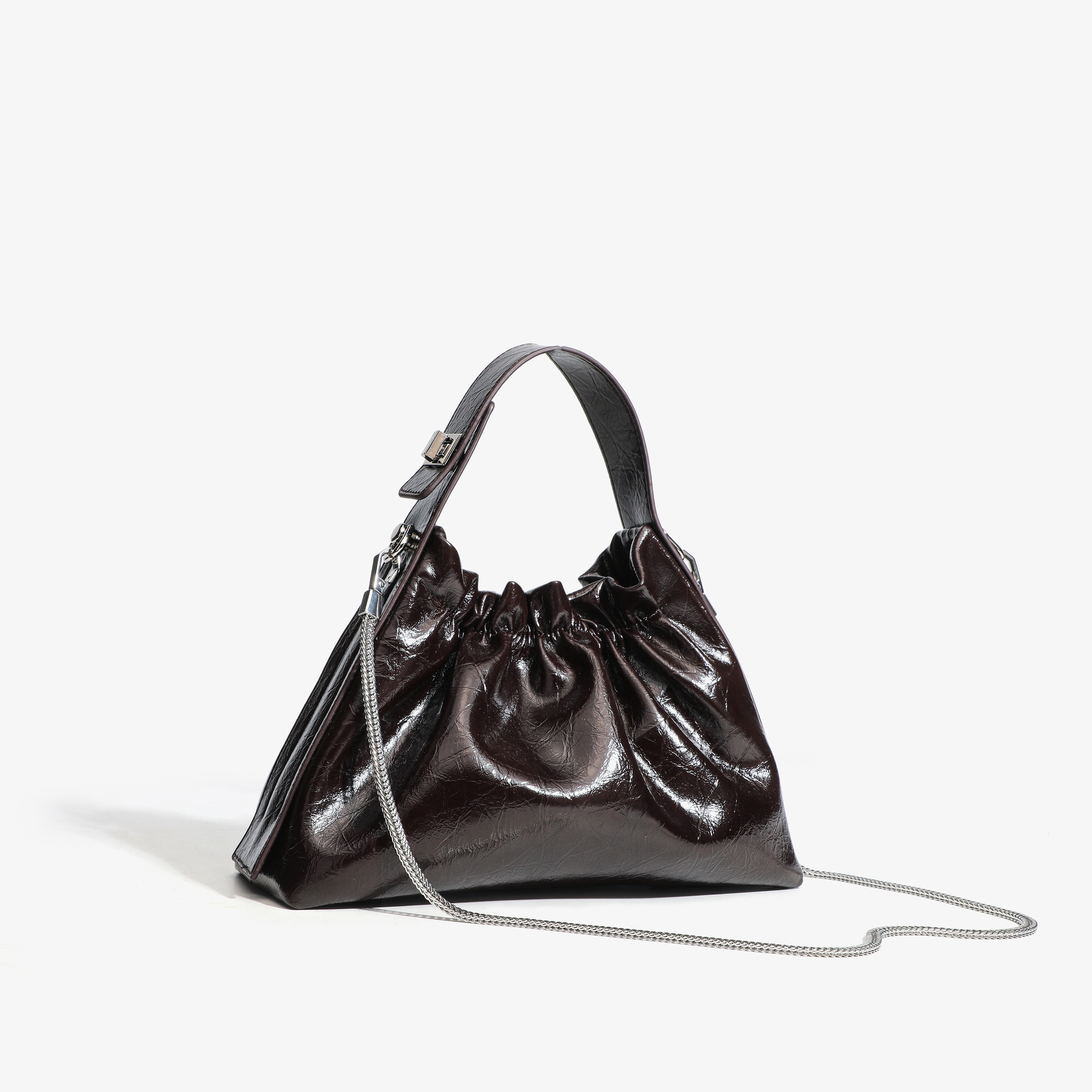 pleated cloud bag handbag for women 2024 autumn and winter new chain one-shoulder crossboby bag soft glutinous bag hand carrying details Picture
