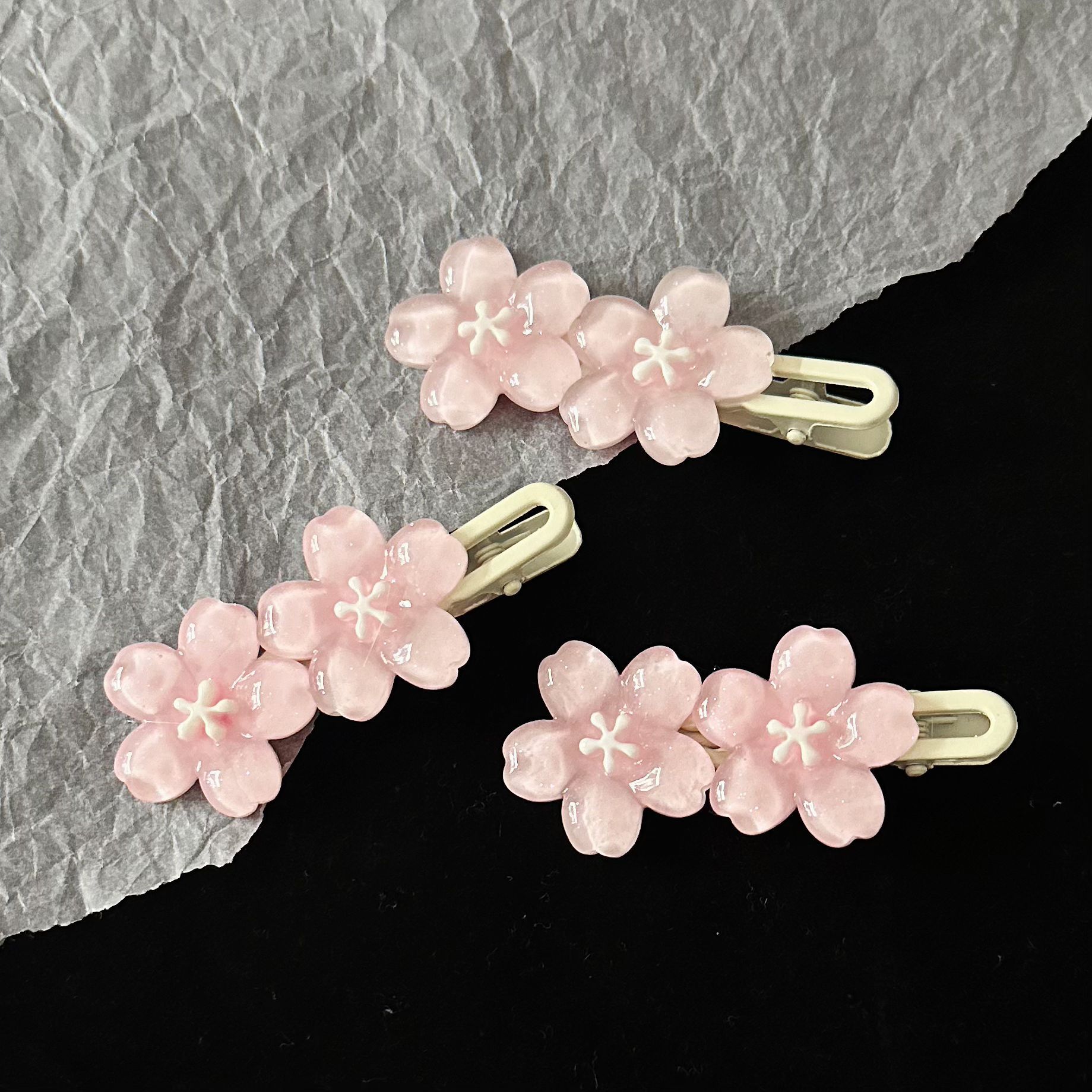romantic pink cherry blossom barrettes good-looking sweet high sense girl bangs side hairpin accessories hair accessories wholesale full figure