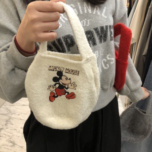 korean dongdaemun printed woolen shoulder crossbody tote lambswool handbag women's large capacity autumn and winter knitting full figure