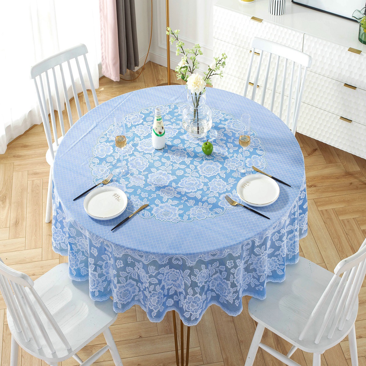 factory direct sales diameter 250cm large round tablecloth round tablecloth golden of european style pvc round tablecloth tablecloth waterproof oil-proof tablecloth full figure