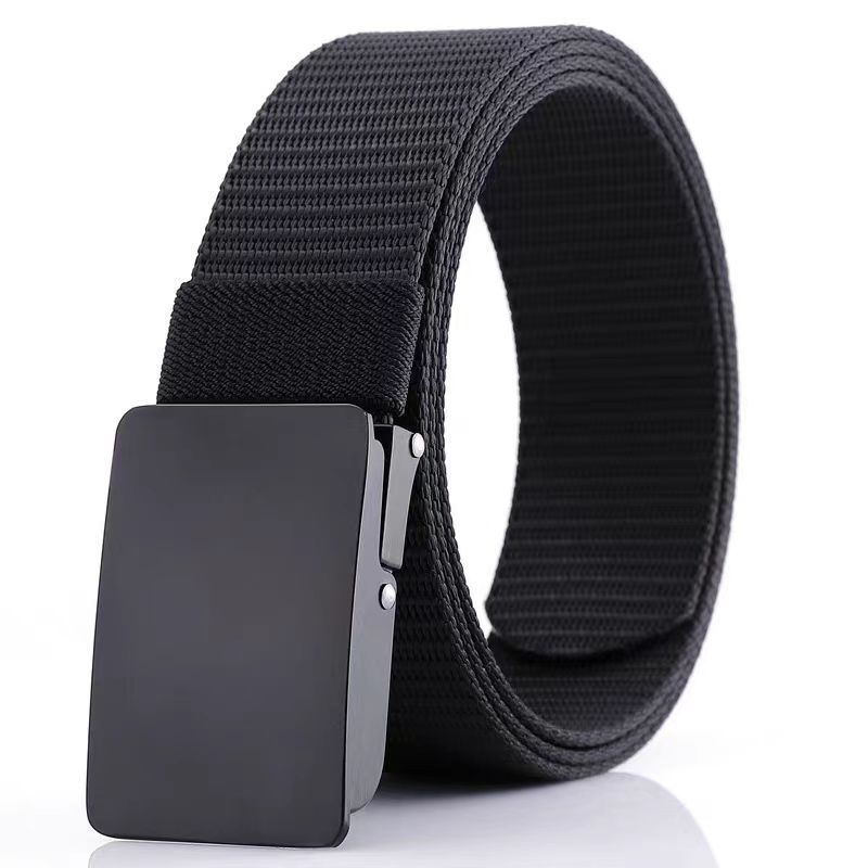 canvas men's belt non-hole all-matching work clothes casual pants belt simple business woven nylon waistband men's details Picture