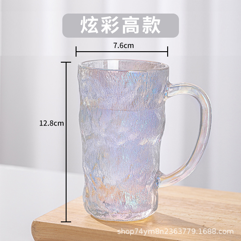 lead-free glass household ins thickened glacier cup with handle whiskey shot glass tea juice milk coffee cup full figure