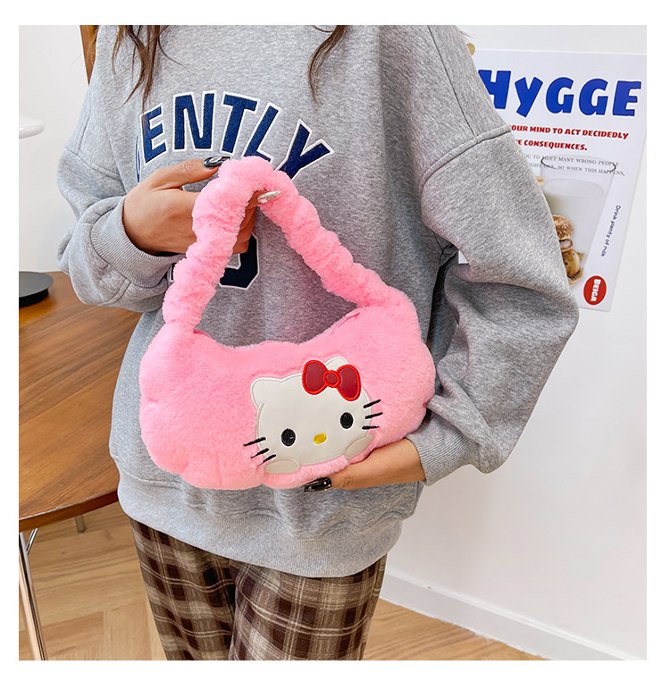 sanrio plush cartoon tote clow m shoulder cosmetic bag girl soft and adorable underarm bag factory wholesale full figure