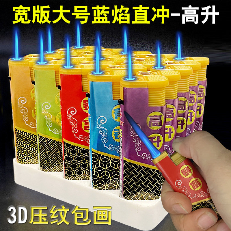 new wholesale windproof blue flame torch lighter household disposable electronic ignition convenience store supermarket inflatable full figure