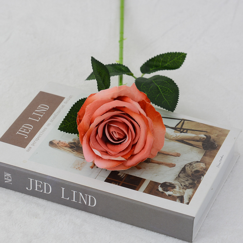 single feel flannel artificial rose valentine's day bouquet flower arrangement home decorative fake flower rose waterfall layout Specification drawing