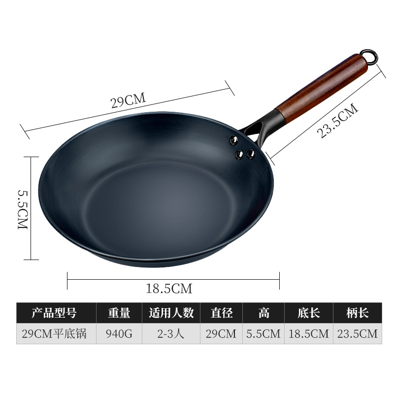 factory wholesale pan fried steak egg non-stick pan household pancakes iron pan uncoated non-pick stove pan Item Picture