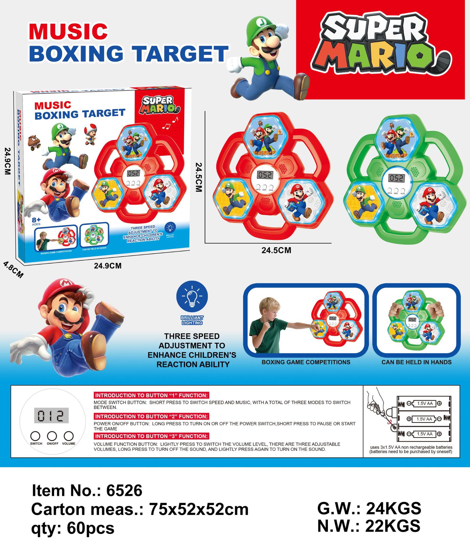 Cross-border e-commerce bestseller rhythm music boxing wall target, home children's Mario Minion Pikachu boxing trainer, stress-relieving exercise, physical fitness, intelligent boxing training machine details Picture