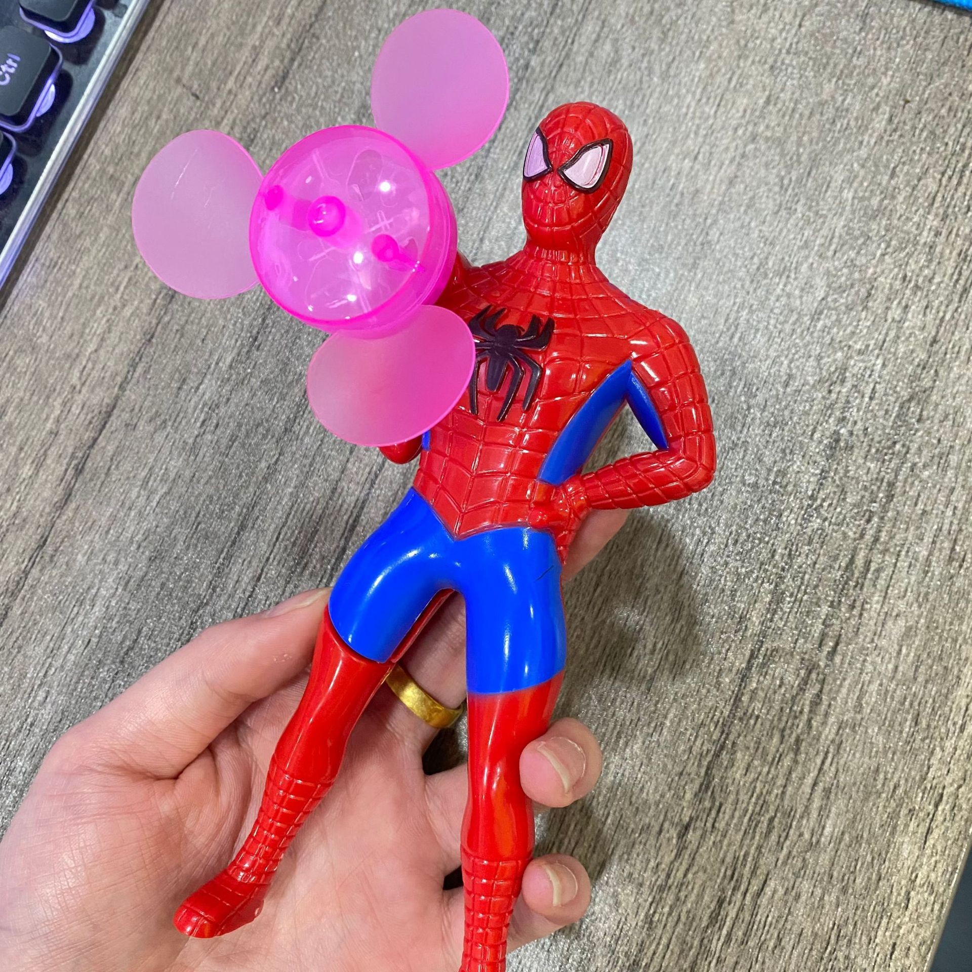 hand press mini little fan ultraman fan manual press with light light-emitting fan summer children's gift details Picture