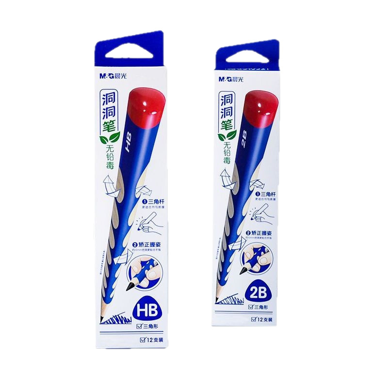 chengguang zhengzi groove pencil 2b/hb correct grip position triangle wood pencil student writing stationery painting graffiti Item Picture