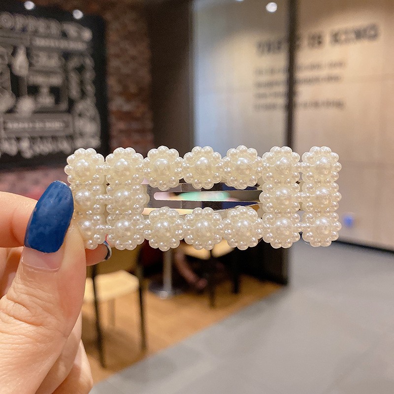 pearl rhinestone elegant hair clip women's side fringe clip headdress high-grade exquisite broken hair hairpin clip Application Scenario