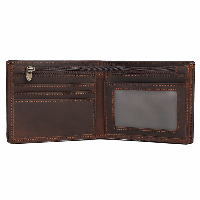 new european and american retro men's leather wallet amazon hot selling factory wholesale short multi-card-slot card holder wallet Item Picture
