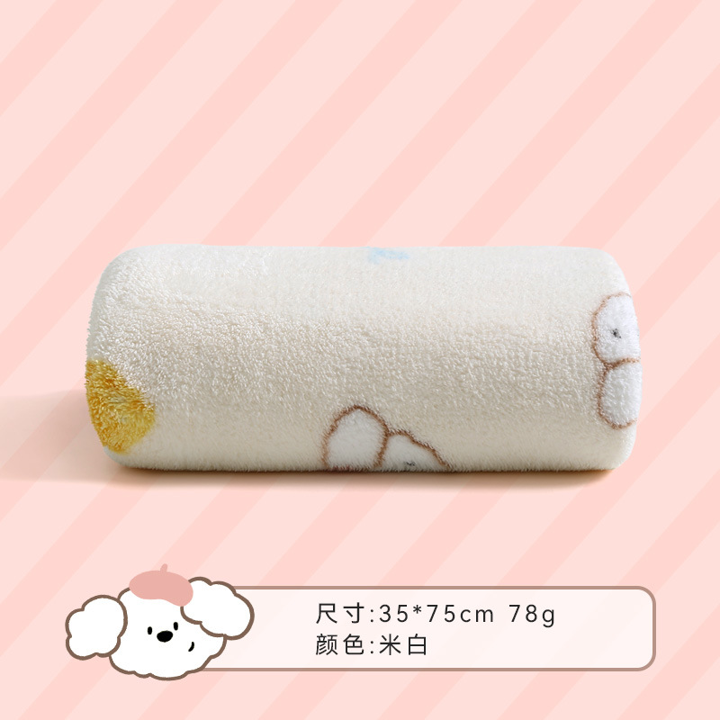 sanli towel coral fleece towel printed face towel home cartoon face cloth adult large bath towel couples face towel details Picture