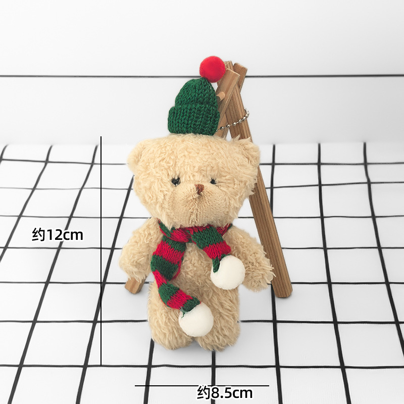 christmas cute blush bear children's plush doll christmas one-piece bear school bag package pendant keychain ornaments Application Scenario