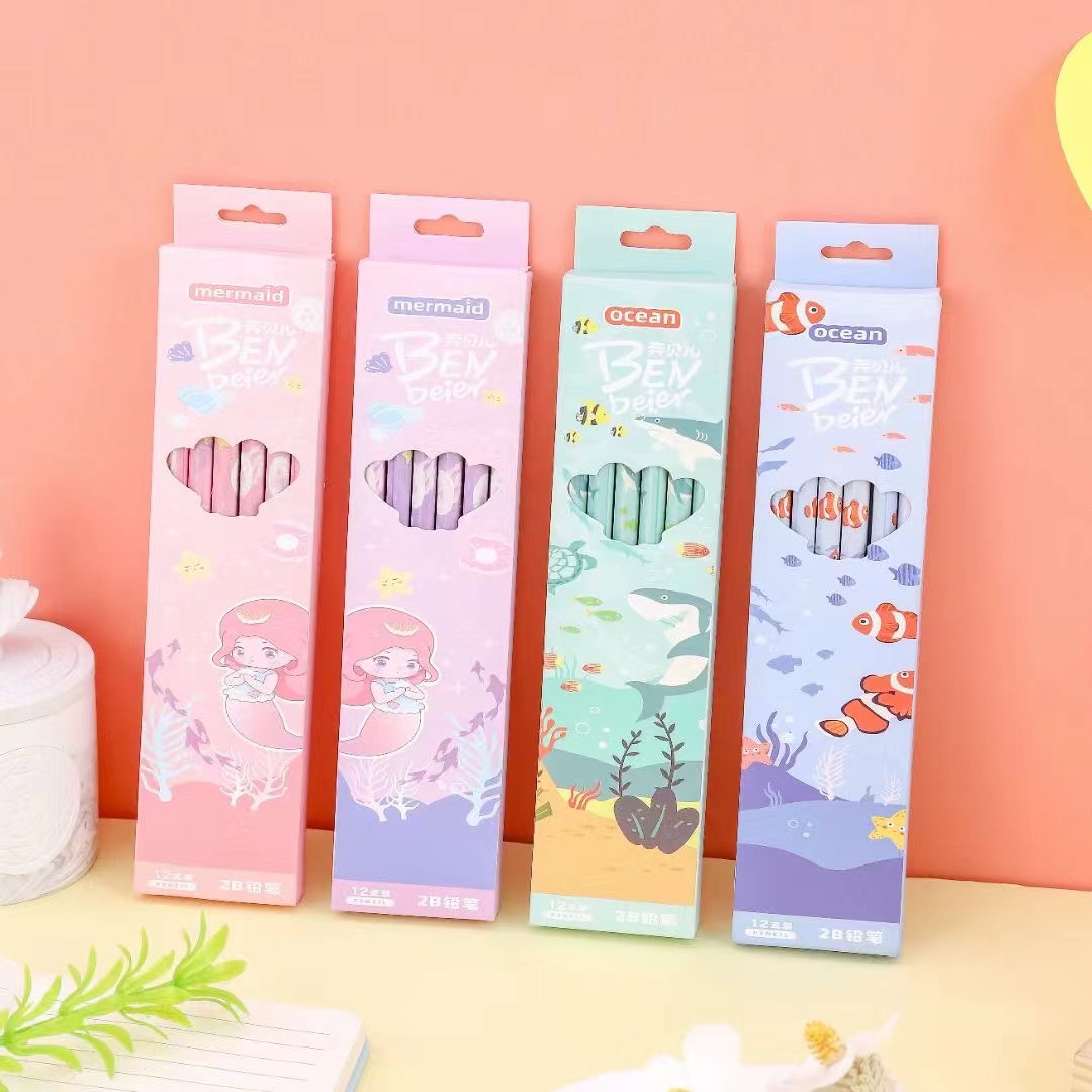 children's cartoon pencil spaceman pencil 2b a box of 12 pcs student sketch specific stationery comes with rubber Item Picture