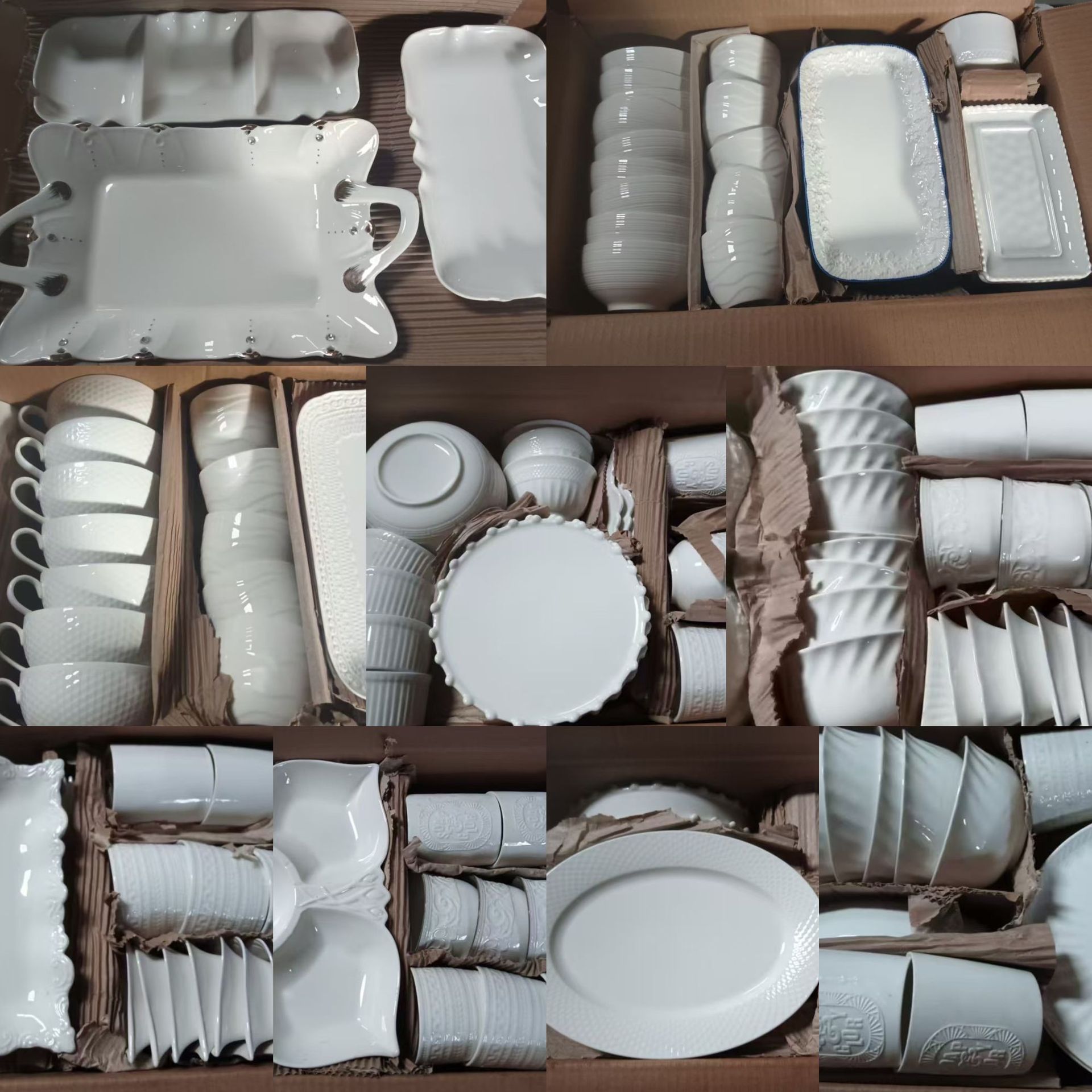 foreign trade stock ceramic tableware stall sundries wholesale bowl plate cup dish foreign trade night market stall white ceramic full figure
