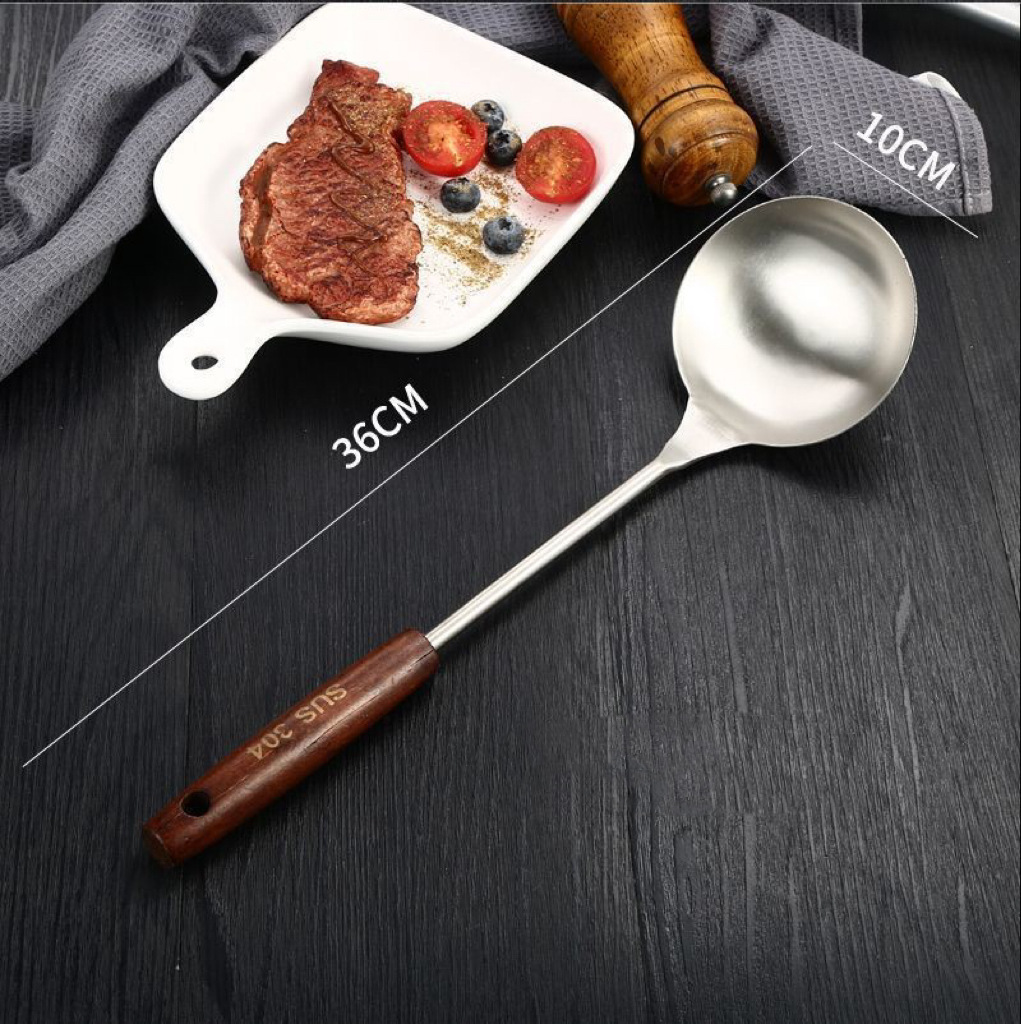 304 stainless steel spatula cooking thickened scraper spatula spatula soup spoon and strainer household kitchenware set handle full figure