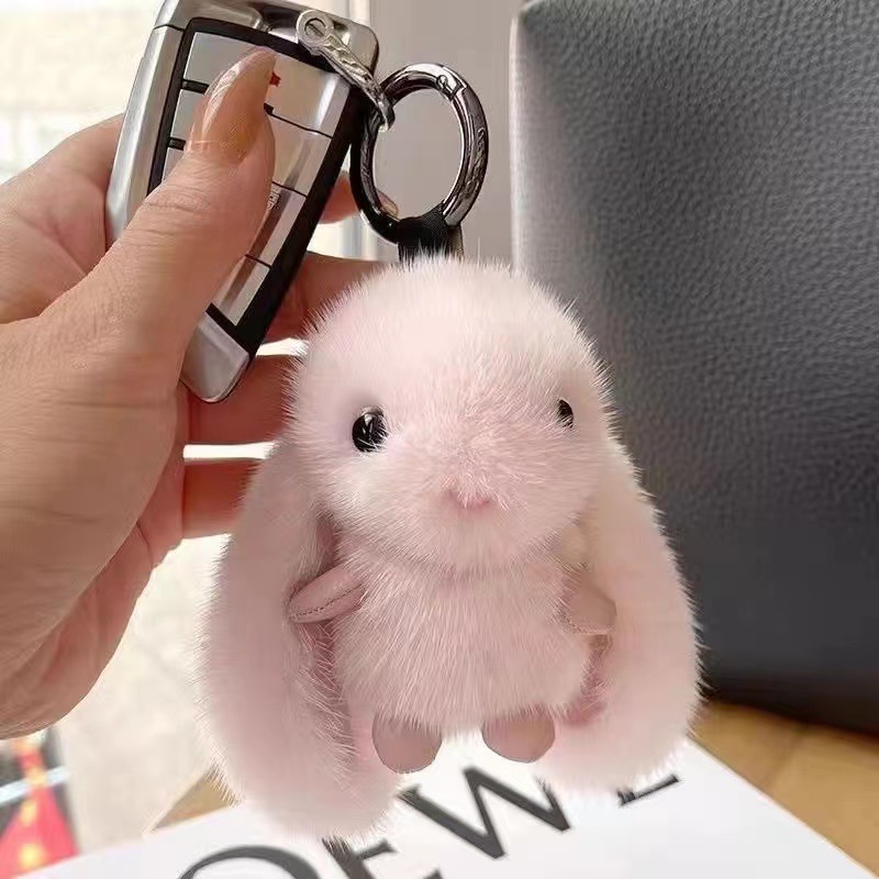 wholesale cross-border cute exquisite mink plush bunny pendant car key ring suitcase hanger pendant birthday gift Specification drawing