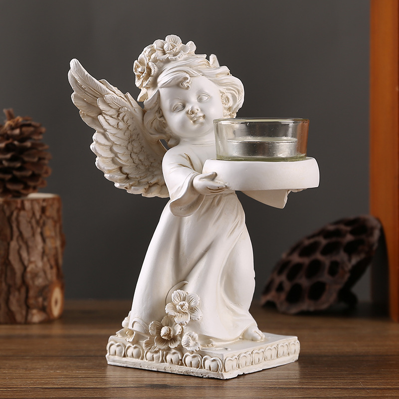 european-style retro angel candlestick decoration resin home desktop decoration romantic candlelight dinner atmosphere decoration props details Picture