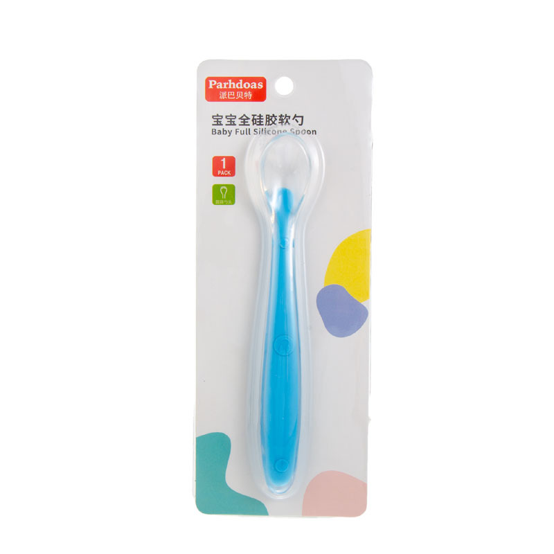 babies' full silicone spoon children's tableware feeding tableware silicone spoon silicone soft spoon 70614 details Picture
