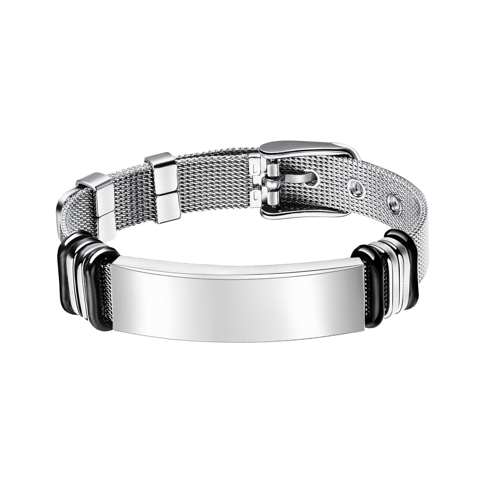 aliexpress xiyin popular european and american simple jewelry twist weave leather bracelet stainless steel bracelet engraved logo Specification drawing