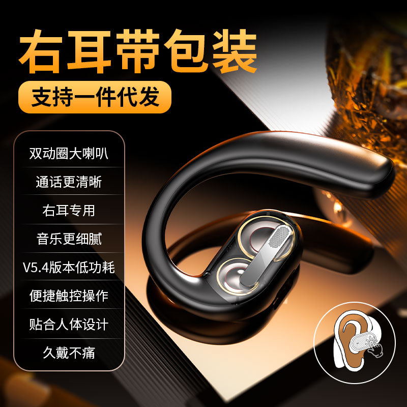 foreign trade unilateral ear-mounted bluetooth headset non in-ear double speaker wireless sports headset long wear without pain private model details Picture