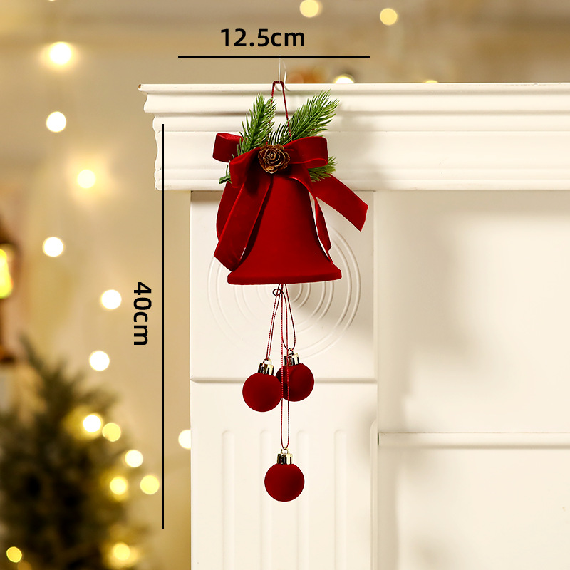 2026 new christmas bell nordic flocking bell ornaments decorations window christmas tree pendant christmas ball full figure