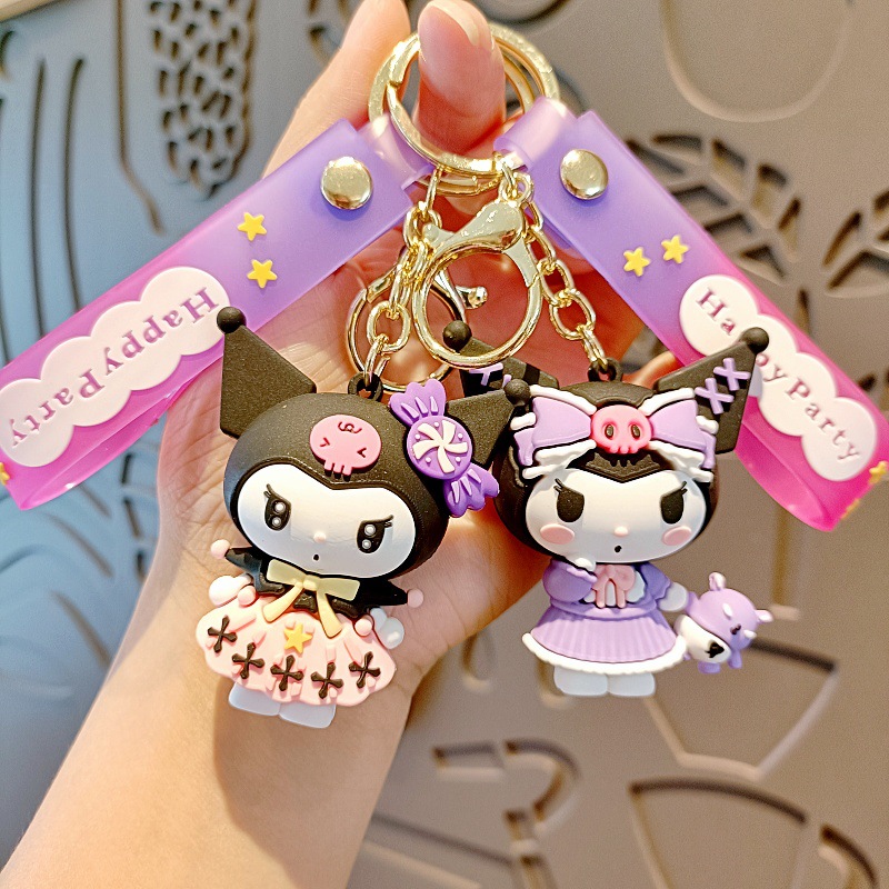 new clow m cartoon key button cute sanrio schoolbag pendant car key chain crane machine small gift full figure