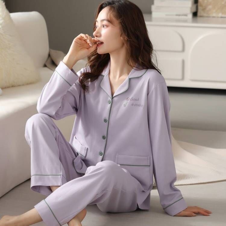 women's cotton pajamas spring and autumn cotton homewear suit women's long-sleeved pajamas spring and autumn women's wild Item Picture