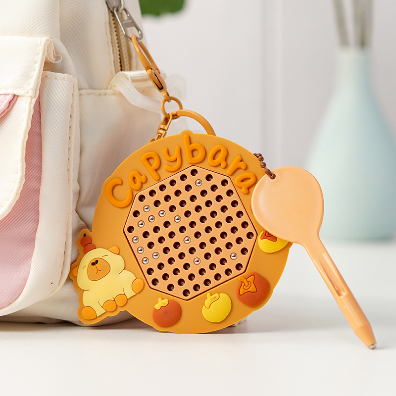 creative cartoon decompression magnetic steel ball drawing board keychain cute couple schoolbag pendant car key chain gift details Picture