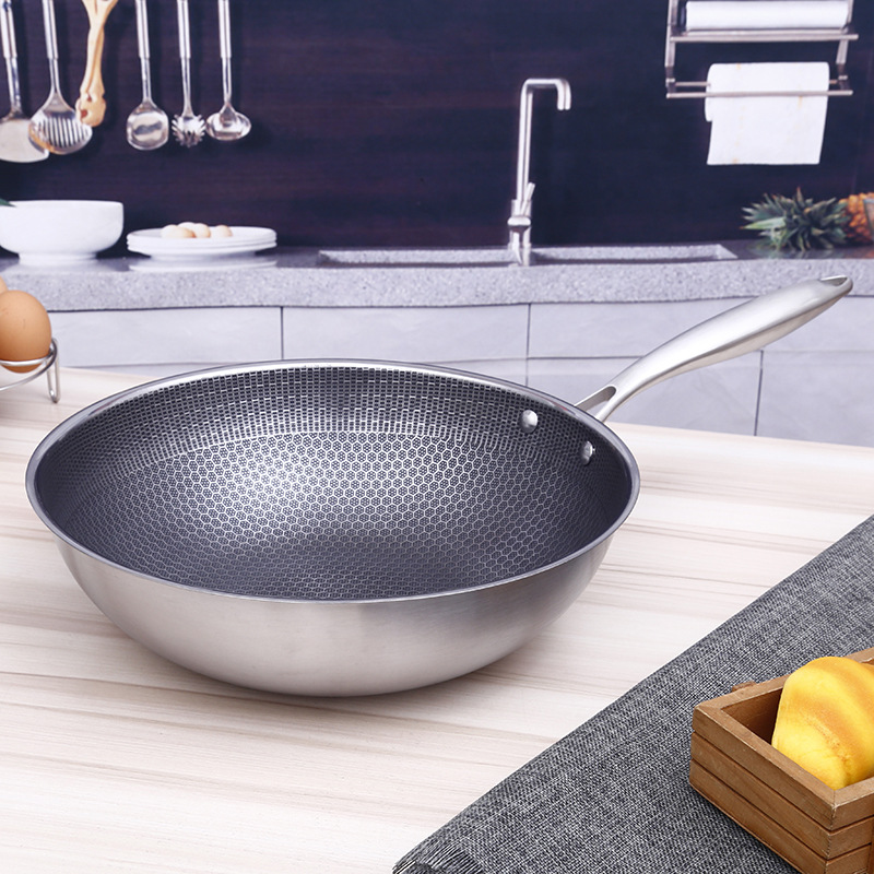 stainless steel frying pan non-lampblack honeycomb frying pan non-stick composite bottom non-stick frying pan new year gift pot wholesale Application Scenario
