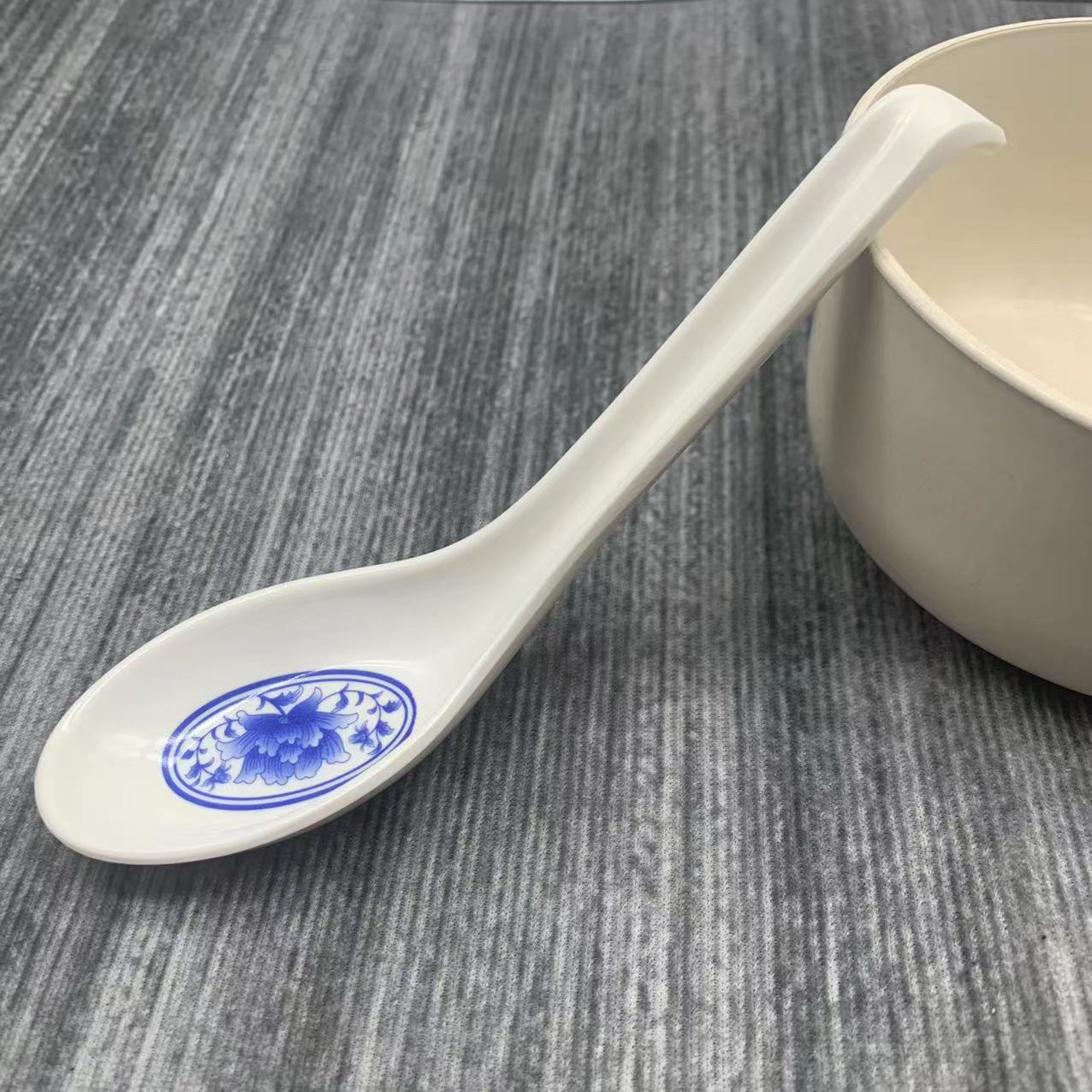 colorful melamine dinnerware spoon with hook tail spoon drop-resistant soup drinking spoon commercial thickened spoon catering hotel plastic tableware Specification drawing