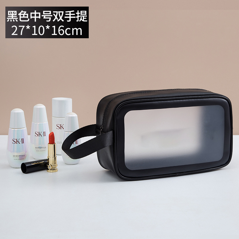 transparent cosmetic bag pvc wash bag three-piece translucent pu frosted bath swimming large capacity female buggy bag Item Picture