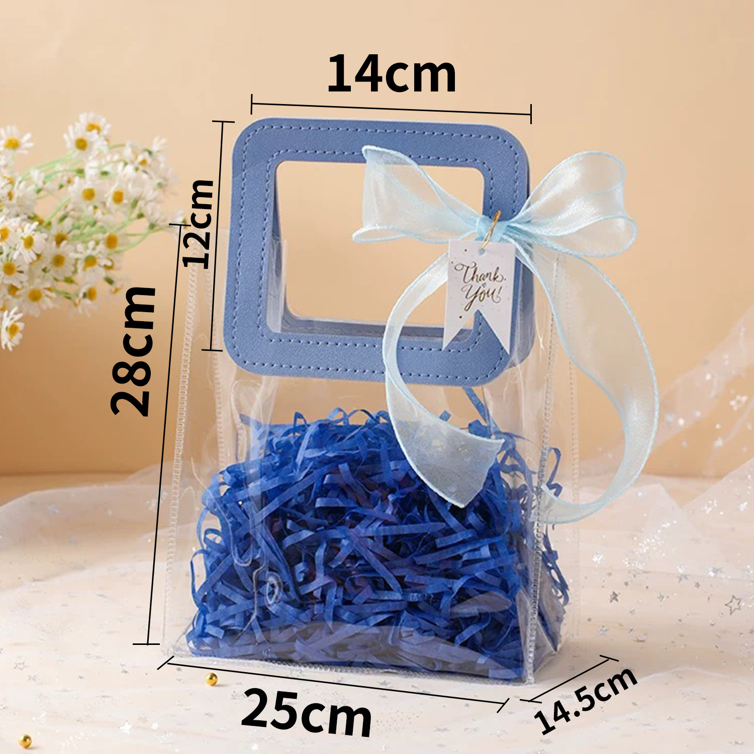 transparent pve handbag high-grade gift shopping bag birthday plastic wedding companion gift bag flowers jewelry bag full figure
