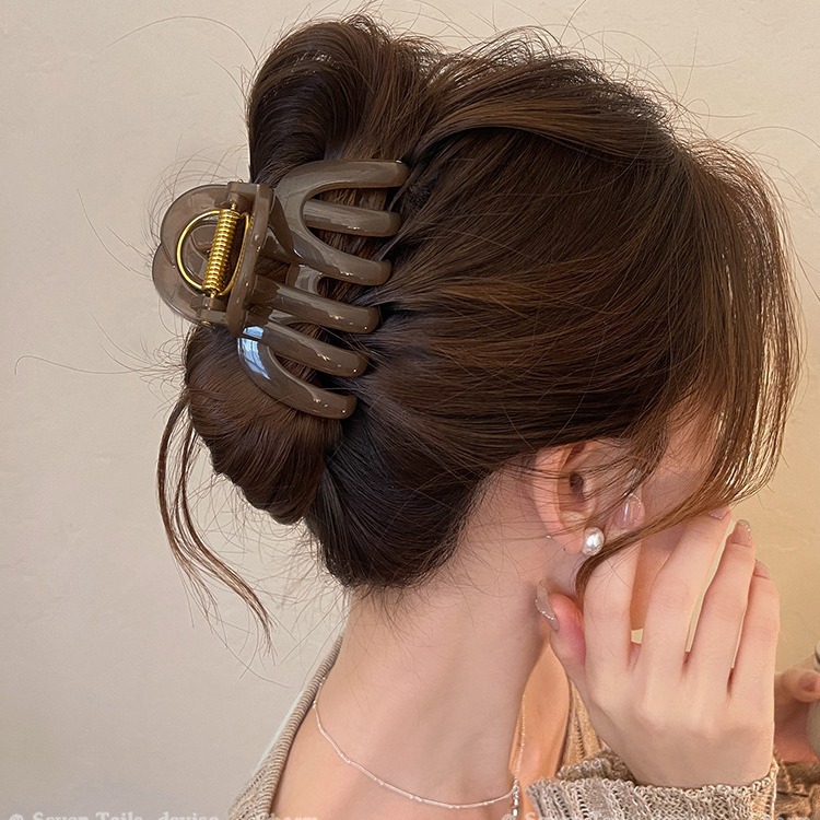 juneng grab ~ pumpkin grip large hair volume shark clip 2025 new high-grade sense back head updo hairpin Specification drawing
