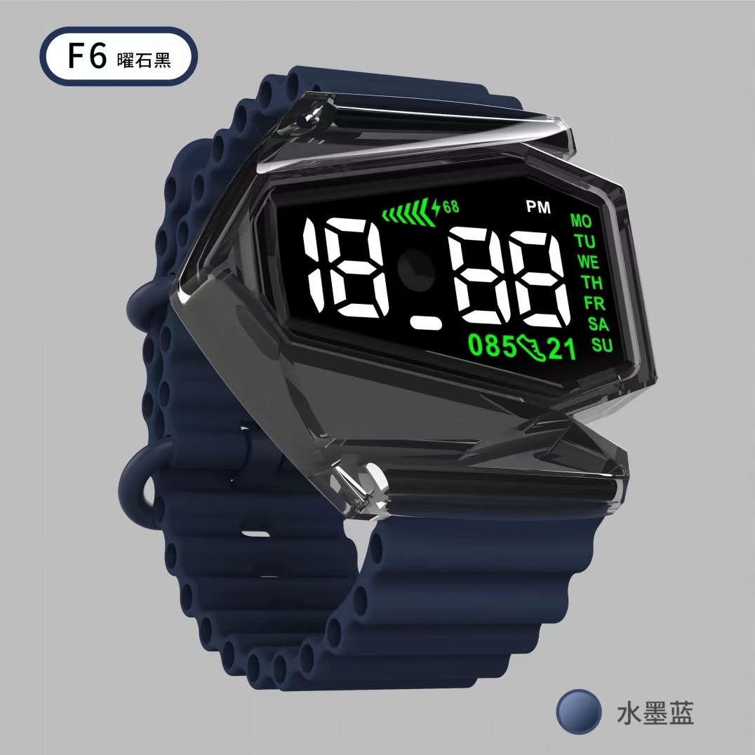 cross-border new arrival led electronic watch f6 waterproof luminous fashion sports student children aircraft glasses watch manufacturer Item Picture