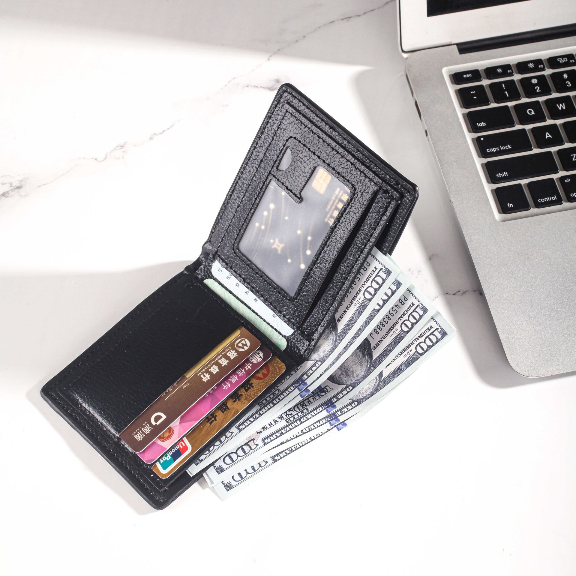 cross-border simple and short men's high-grade man's wallet ultra-light soft leather korean style lychee pattern wallet walle Application Scenario