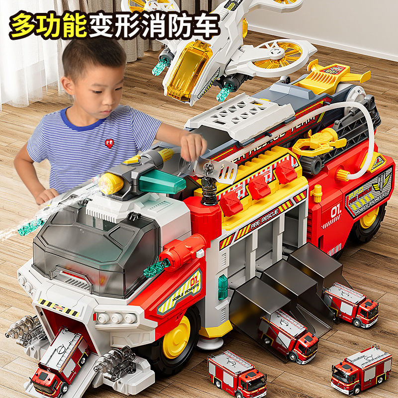 toy car sam same rescue fire truck engineering car boy police car kid big car chenghai's toy gift box full figure